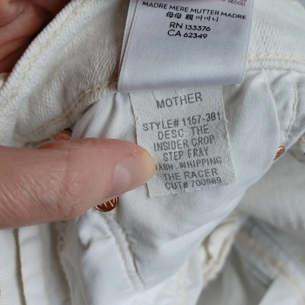 Mother Jeans The Insider Crop Step Fray in White with Black Stripes - Picture 15 of 16